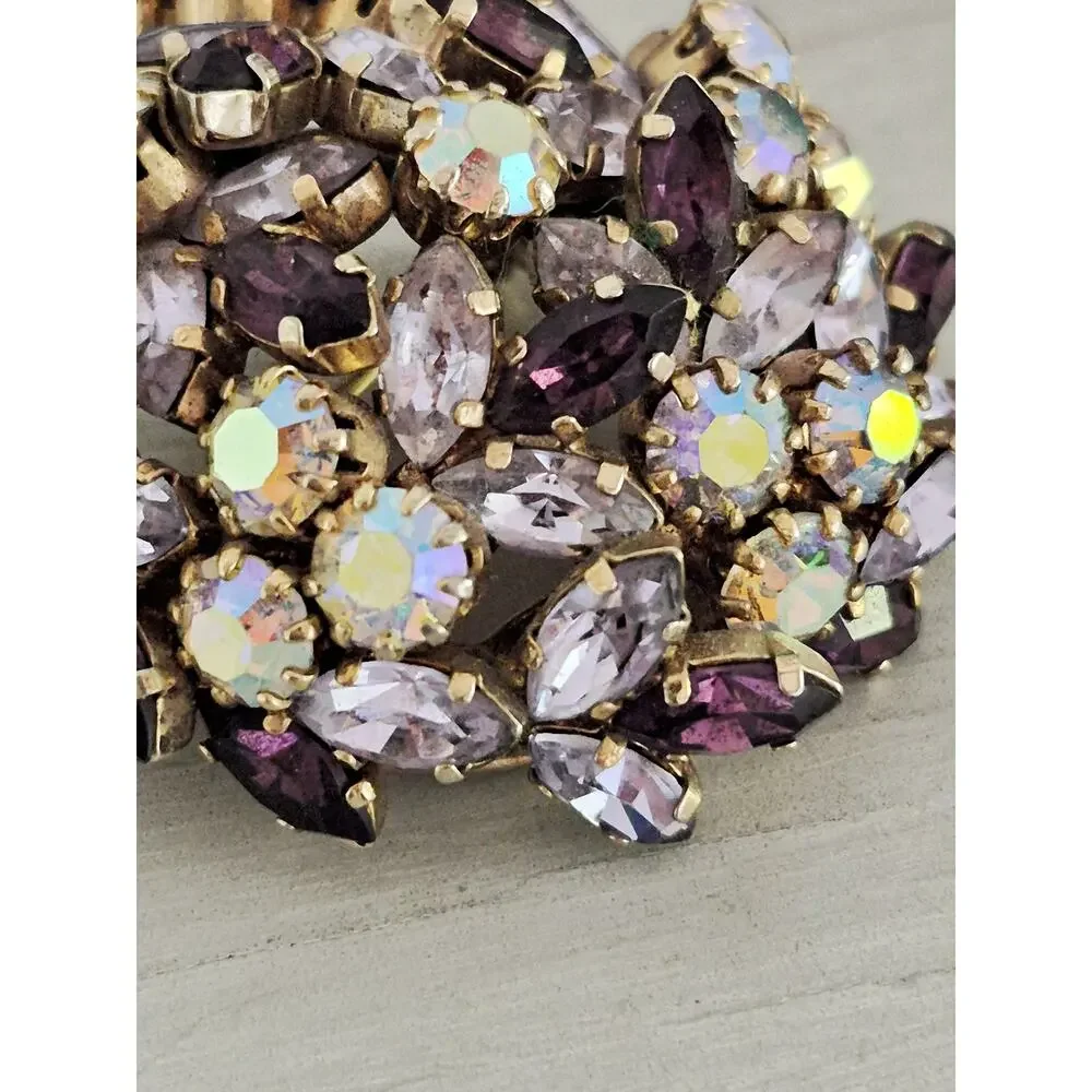 Vintage MCM Schoffel & Co., Austria Signed Purple Dome Brooch